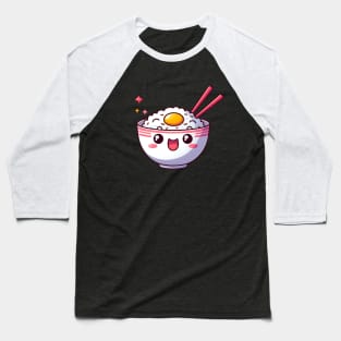 Cute Kawaii Rice Bowl Baseball T-Shirt